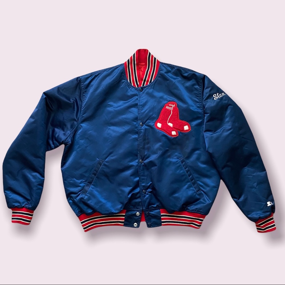 80s VINTAGE STARTER BOSTON RED SOX SATIN BOMBER JACKET